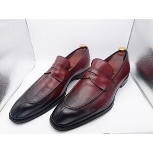 Bruno Magli Two Tone Black And Chili Red Loafer Oxford Dress Shoes Men's 10.5 M